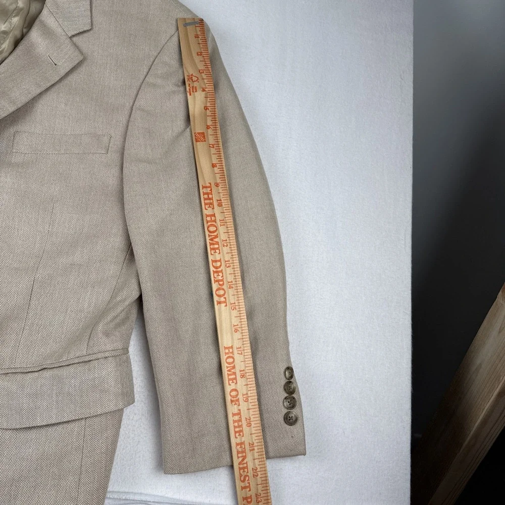 Jos A Bank Silk Camel Hair Mens Tan Herringbone Blazer 42S Casual preppy